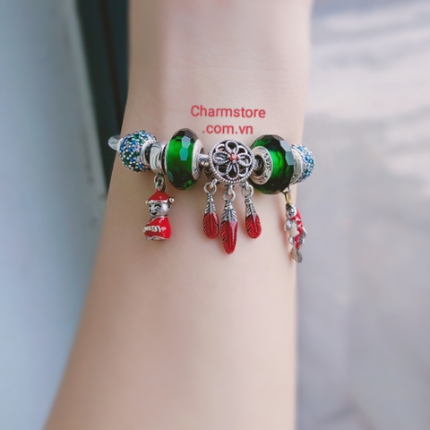 VÒNG TAY TÀI LỘC, MAY MẮN MIX ĐÁ XANH LÁ