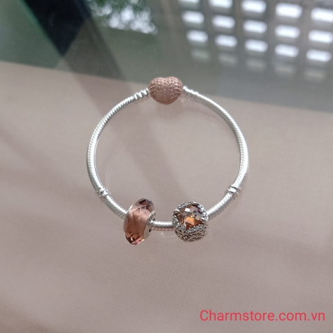 VÒNG CHARM MỆNH THỔ ĐÁ HỒNG TRÀ