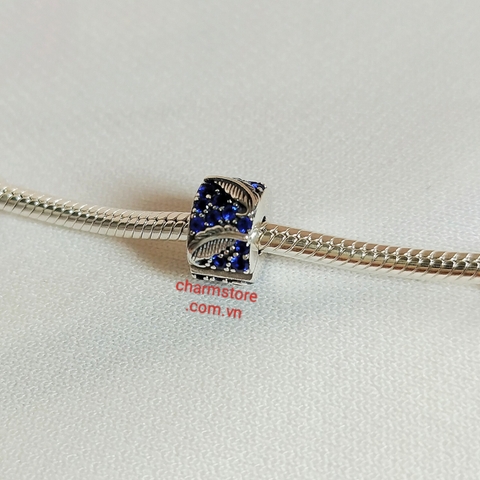 CHARM CLIP LÔNG VŨ TRẮNG ĐÁ XANH DƯƠNG