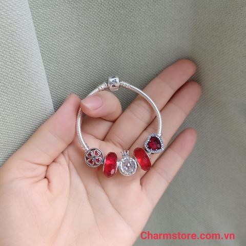 VÒNG PAN RADIANT TIM ĐỎ MIX LOGO VƯƠNG MIỆN ĐÁ TRẮNG