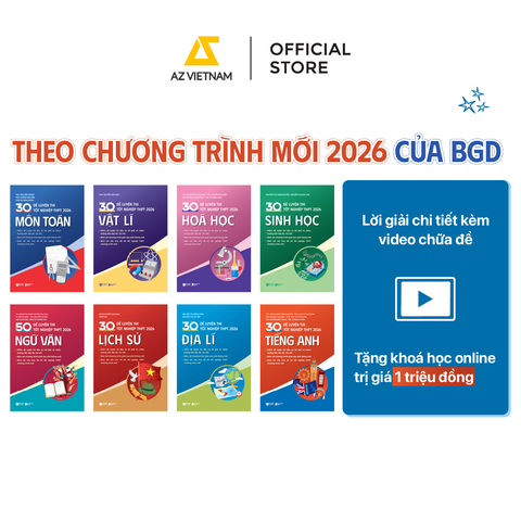 Sách - Bộ Đề Luyện Thi Tốt Nghiệp THPT 2026 Toán, Văn, Anh, Lí, Hóa, Sinh, Sử Địa + Tặng Khóa Học Online Trị Giá 1 Triệu
