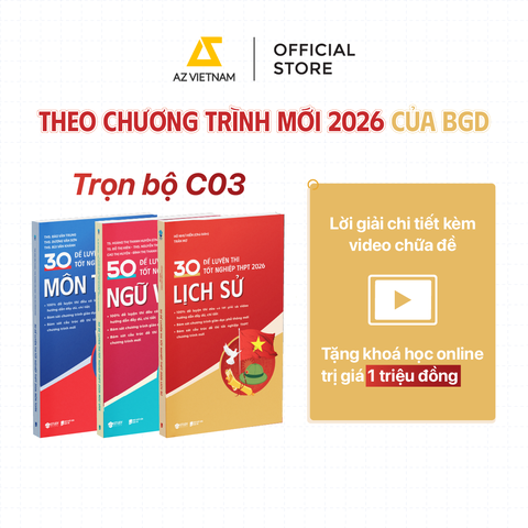 Sách - Bộ Đề Luyện Thi Tốt Nghiệp THPT 2026 (Trọn Bộ C03: Toán - Văn - Sử)