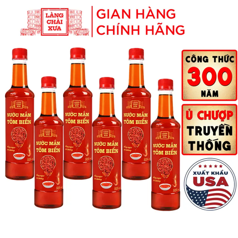 Khuyến mại [Tặng 1 nước tương 125ml] Thùng 6 chai Nước mắm tôm biển Làng Chài Xưa 525ml/chai Hồng Ngọc Đại Dương 300 năm truyền thống Nước Sốt Gia Vị