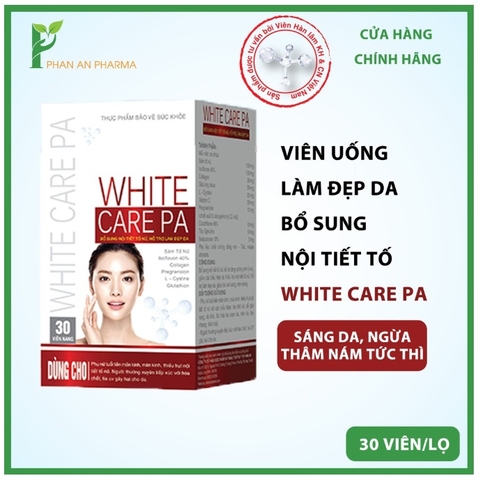 White Care PA [Chính Hãng] Viên uống dưỡng đẹp da, hỗ trợ điều trị nám da Bổ sung nội tiết tố nữ, hỗ trợ tăng cường sinh lý nữ, giảm các biểu hiện do thiết hụt nội tiết tố nữ Nine's Beauty Nine Beauty Phan An Green (Hộp 30 viên)