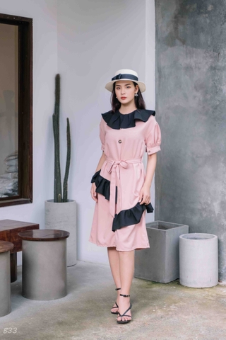 Đầm Cổ Bèo Tay Ngắn Hàng Thiết Kế B33-TK11 (Có Size Lớn)