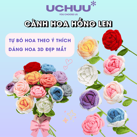 Cành Hoa Hồng Len