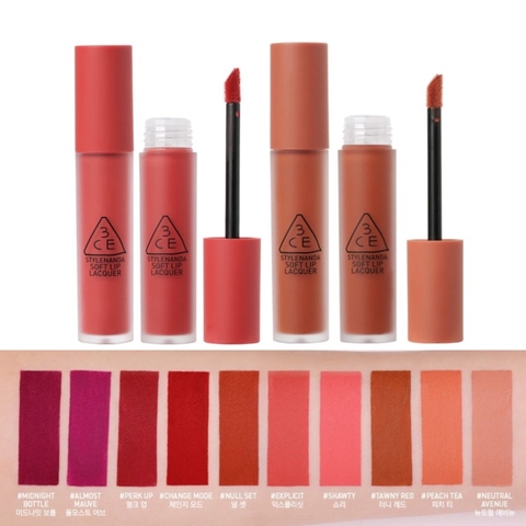 Son kem lì 3CE Soft Lip Lacquer