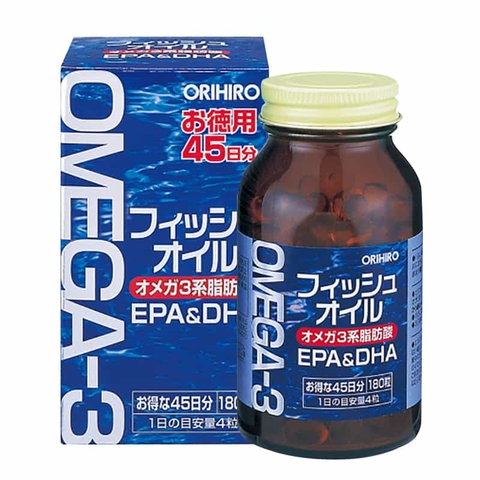 Viên Uống Dầu Cá Omega-3 Hỗ Trợ Tim Mạch Orihiro 180 Viên