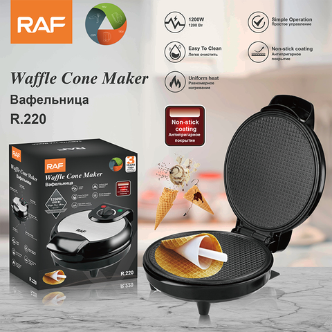 Máy làm vỏ ốc quế RAF 1200W điều chỉnh 50 - 250 độ, làm nóng nhanh