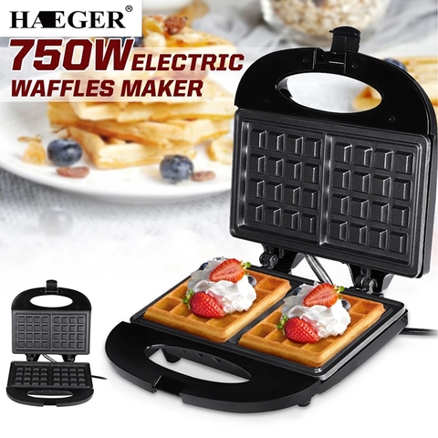 Máy nướng bánh kẹp tàn ong, làm bánh waffle khuôn vuông HAEGER 750W