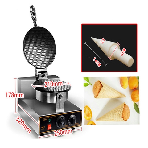 Máy làm vỏ kem ốc quế 1200W điều chỉnh 50 - 250 độ, làm nóng nhanh