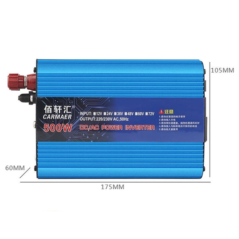Bộ kích điện ắc quy CARMAER 500W thiết kế gọn nhẹ, an toàn khi sử dụng.