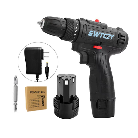Máy khoan pin, bắt vít nhông kim loại ruột lõi đồng, có đảo chiều, đèn led