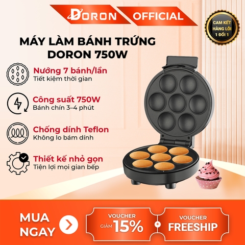 Máy làm bánh bông lan trứng DORON  DR-166 750W 7 lỗ bánh