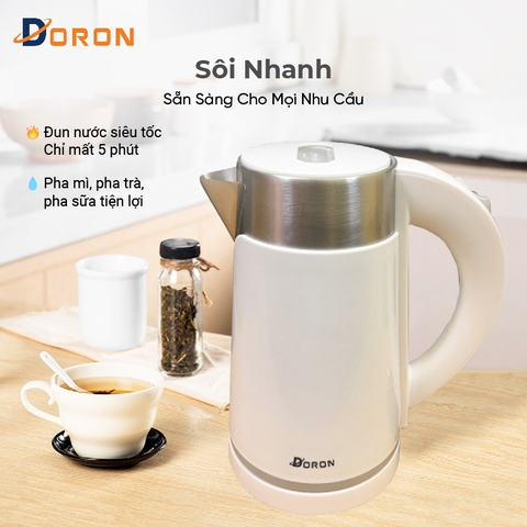 Ấm siêu tốc DORON 167 1200W dung tích 1l, tự ngắt điện khi sôi