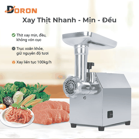 Máy đùn thịt công nghiệp DORON_172, 850W xay thịt đa năng nhồi xúc xích, lạp xưởng