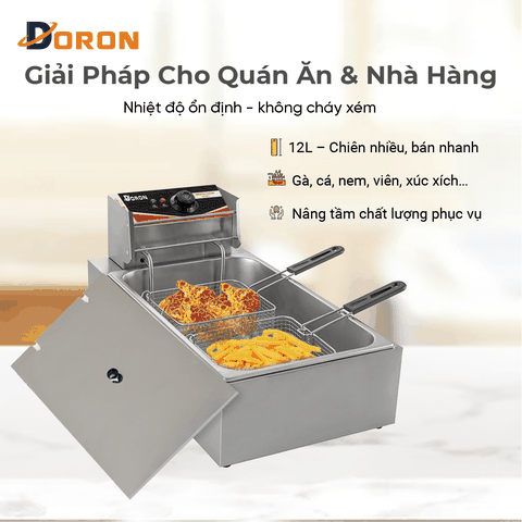 Bếp chiên nhúng điện 12L đơn DORON 3000W nhiệt độ cao, sôi cực nhanh
