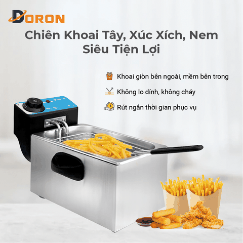 Bếp chiên nhúng điện 4L đơn DORON 2000W nhiệt độ cao, sôi cực nhanh