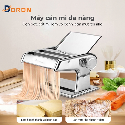 Máy cắt mì sợi, máy cán mỏng bột 2 lưỡi dao có điều chỉnh dày mỏng 5 cấp độ thuận tiện