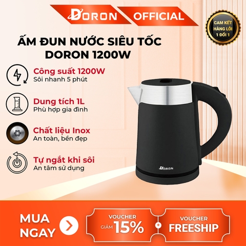Ấm siêu tốc DORON 167 1200W dung tích 1l, tự ngắt điện khi sôi