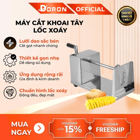 Máy cắt lốc xoáy khoai tây DORON inox không rỉ, sạch sẽ, tiện lợi