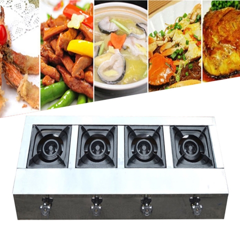 Bếp gas nấu mì cay 4 họng ngang chuyên bánh xèo, cơm niêu