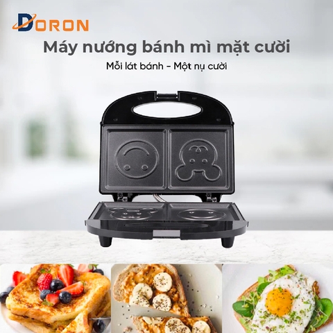 Máy nướng bánh mì sandwich DORON DR_126 750W khuôn mặt cười, gấu