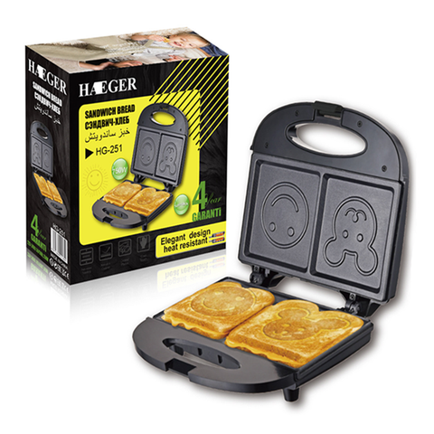 Máy kẹp nướng bánh mỳ sandwich HAEGER RAF 750W hình mặt cười/gấu