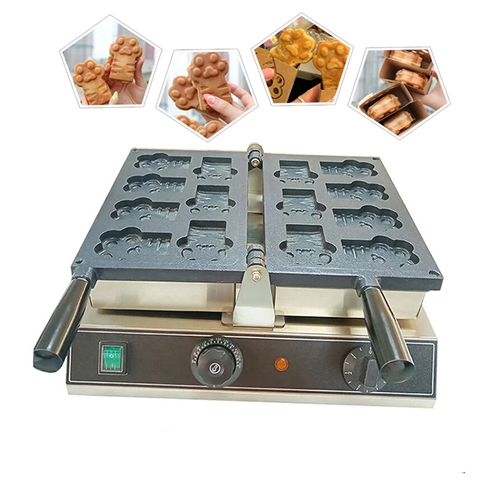 Máy làm bánh waffle tay mèo 1800W gia nhiệt kép 2 mặt, chống dính telfon siêu bền