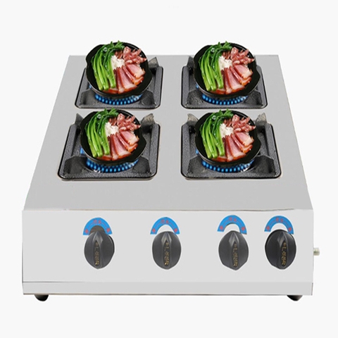 Bếp nấu mỳ cay, bếp gas mỳ cay 4 lò vuông 4 họng nấu cơm niêu, bánh xèo
