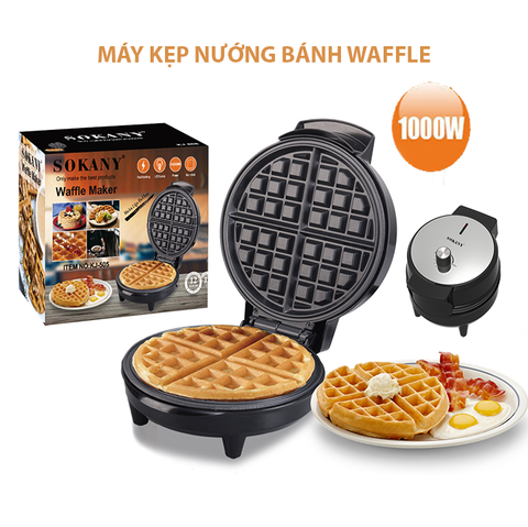 Máy làm bánh kẹp tàn ong, nướng bánh waffle SOKANY cao cấp có chỉnh nhiệt độ
