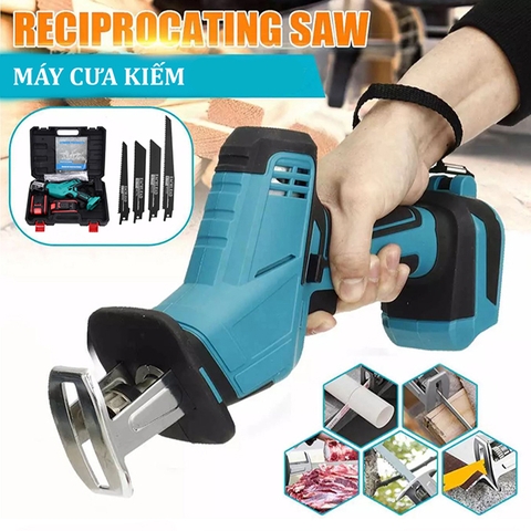 Máy cưa kiếm dùng pin 28V 2 pin kèm hộp 4 lưỡi cưa gỗ, nhựa, kim loại