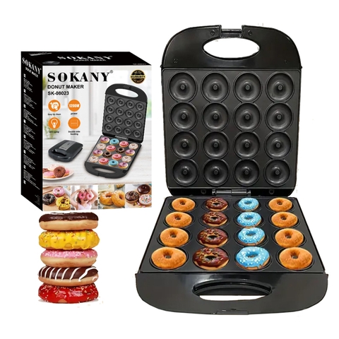 Máy làm bánh vòng Donut 16 bánh mini chính hãng Sokany 1200W