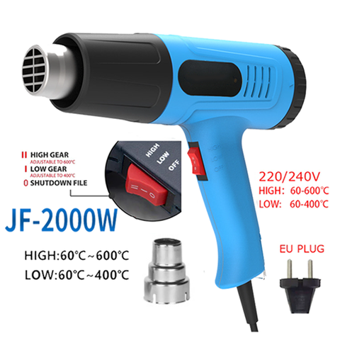 Máy khò nhiệt, thổi màng co 2000W JFTOOIS đóng gói hàng hóa, dán decal