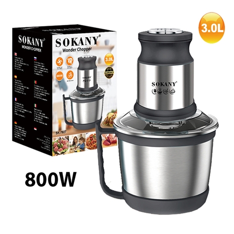 Máy xay thịt SOKANY SK-7027/800W 3L Inox xay thực phẩm siêu mạnh bền bỉ