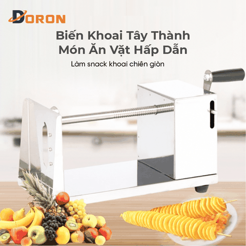 Máy cắt lốc xoáy khoai tây DORON inox không rỉ, sạch sẽ, tiện lợi