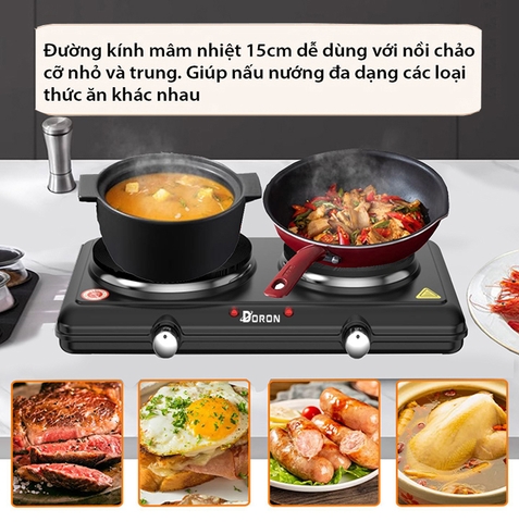 Bếp điện mini đa năng DORON 3000W 5 mức điều chỉnh nhiệt, nóng nhanh giữ nhiệt lâu