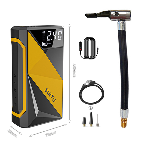 Bơm lốp ô tô tự động SUITU 60W đa năng bơm lốp, đèn chiếu sáng, sạc dự phòng [ BH_ 6 Tháng]