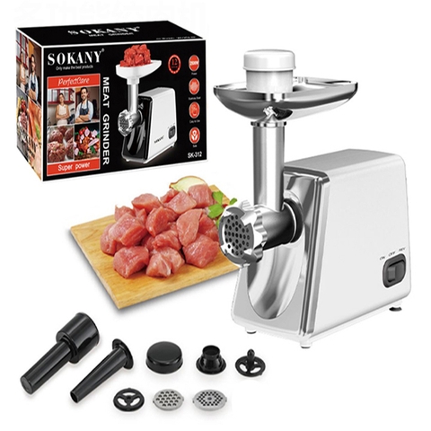 Máy đùn thịt cá SOKANY 2500W xay thịt cá, rau củ làm dồi sụn tại nhà