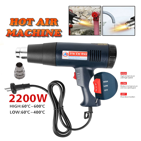 Máy khò nhiệt cầm tay 2200W đóng gói hàng hóa, dán decal