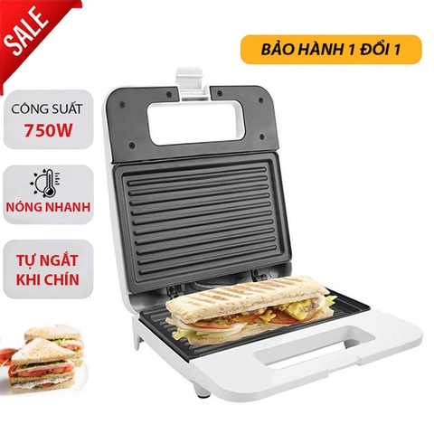 Máy nướng bánh mì DORON 750W gia nhiệt kép 2 mặt, chống dính telfon siêu bền