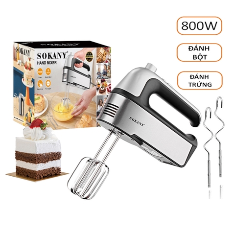 Máy đánh trứng, trộn bột SOKANY 800W kiểu dáng sang trọng, hoạt động êm ái