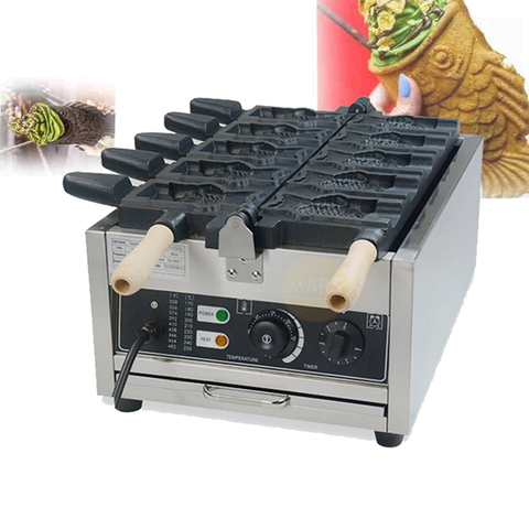 Máy làm bánh cá đựng kem 5 con 3000W điều chỉnh 50 - 300 độ, hẹn giờ chính xác