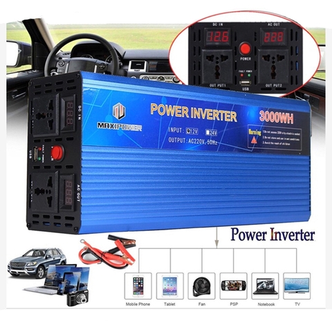 Bộ kích điện 3000W MAXIPOWER đổi điện 12V lên 220V có đồng hồ hiển thị