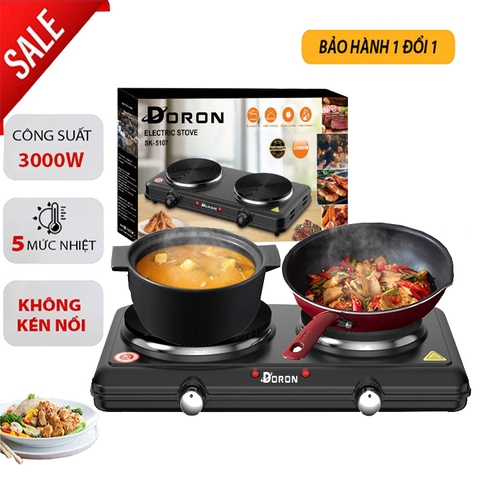 Bếp điện mini đa năng DORON 3000W 5 mức điều chỉnh nhiệt, nóng nhanh giữ nhiệt lâu