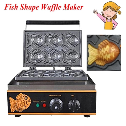 Máy làm bánh cá taiyaki công nghiệp 1650W gia nhiệt kép 2 mặt, chống dính telfon siêu bền