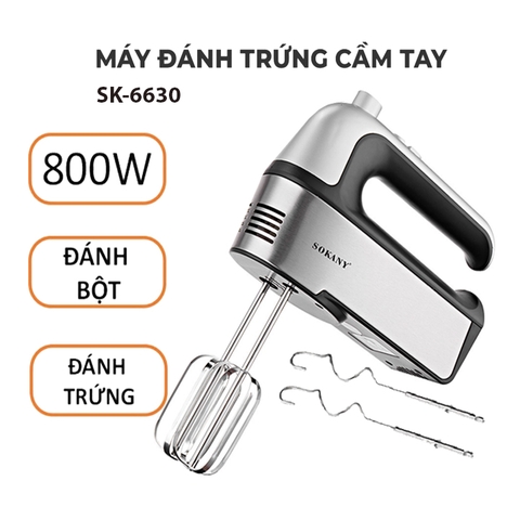 Máy đánh trứng, trộn bột SOKANY 800W kiểu dáng sang trọng, hoạt động êm ái