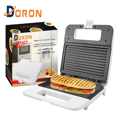 Máy nướng bánh mì DORON 750W gia nhiệt kép 2 mặt, chống dính telfon siêu bền