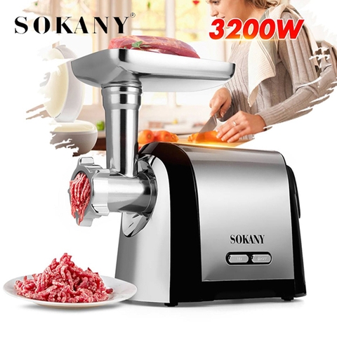 Máy đùn thịt công nghiệp SOKANY 3200W xay thịt đa năng nhồi xúc xích, lạp xưởng