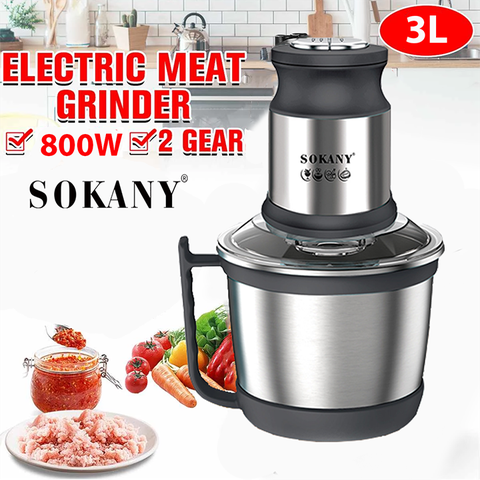 Máy xay thịt SOKANY SK-7027/800W 3L Inox xay thực phẩm siêu mạnh bền bỉ